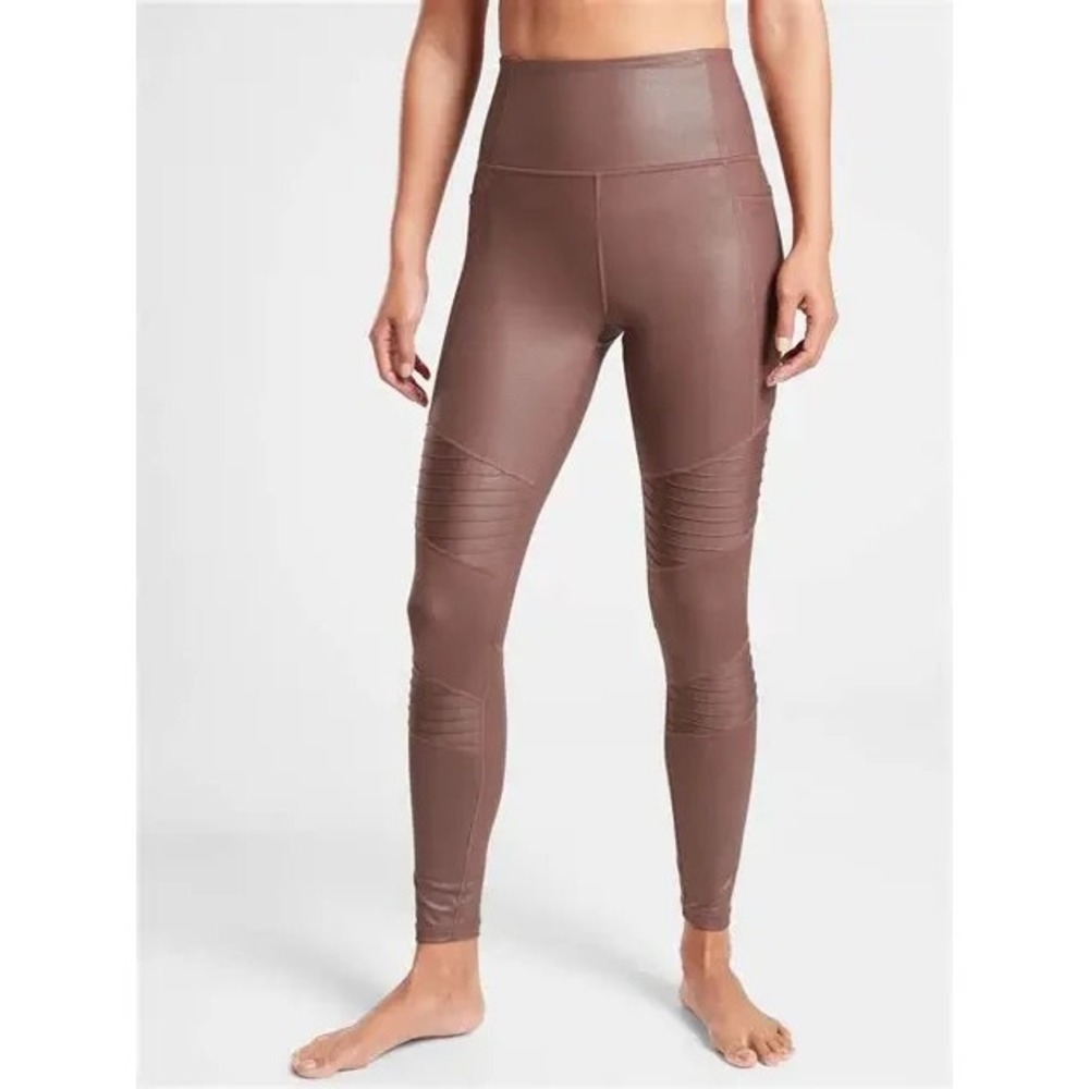 NWT Athleta Metallic Mauve Pink Inclination Moto Tight Legging Size‎ Small $108